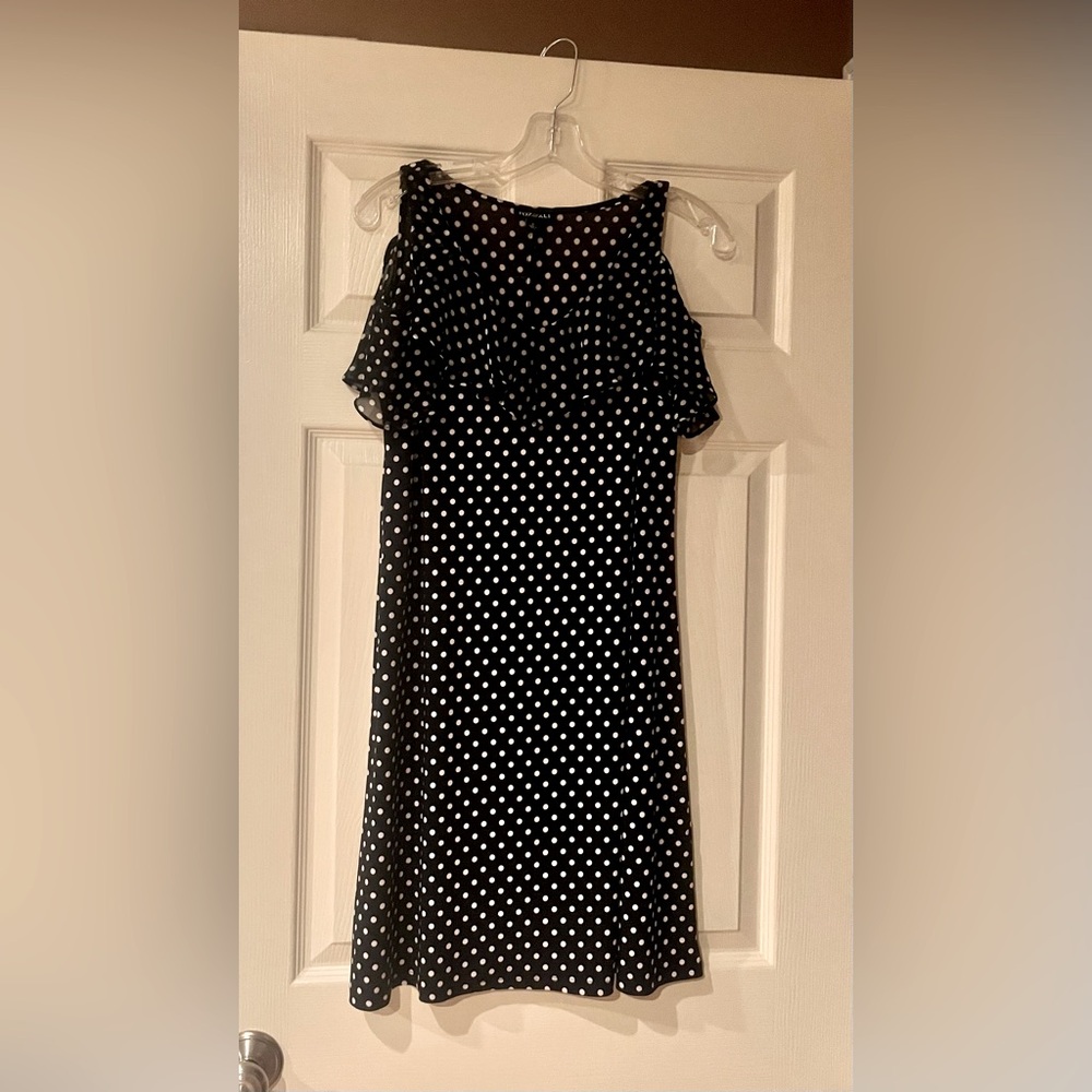 Womens S Navy and White Polka Dot Dress